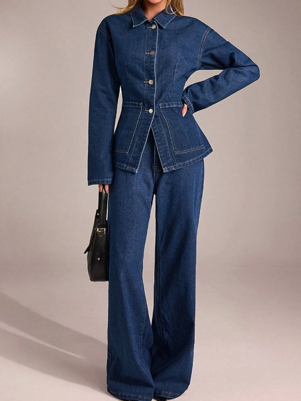 Blue Casual Women's Street Style Denim Jumpsuit